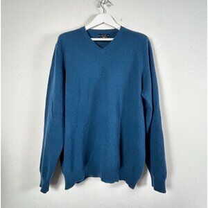 Club Room Mens XL Blue 100% Cashmere V-Neck Sweater Pullover Lightweight Casual